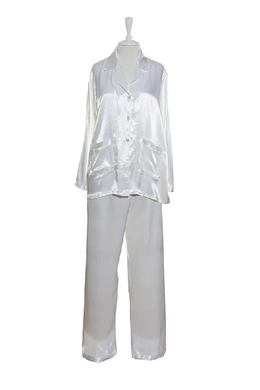 Silk Satin Pyjamas - Winter White