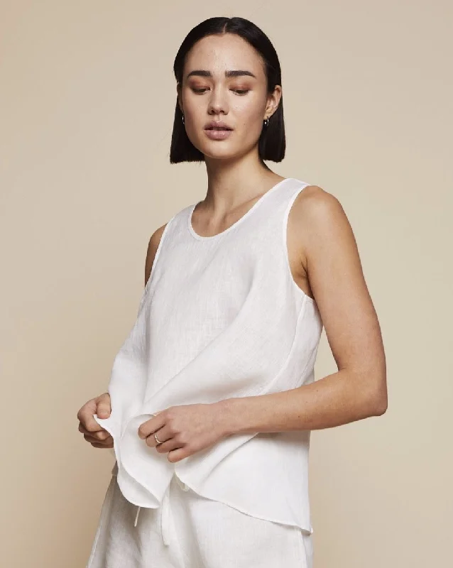 Thera Linen Tank Top in Moonlight White