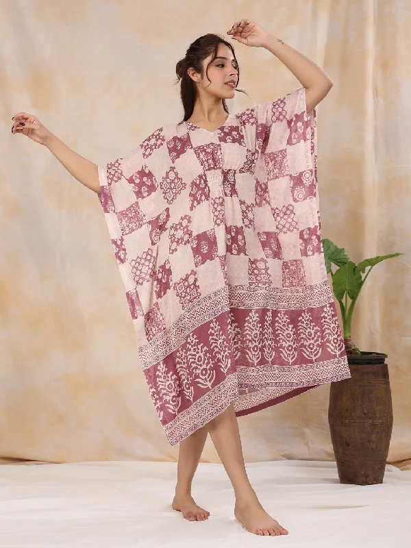 Pink Printed Kaftan Loungewear