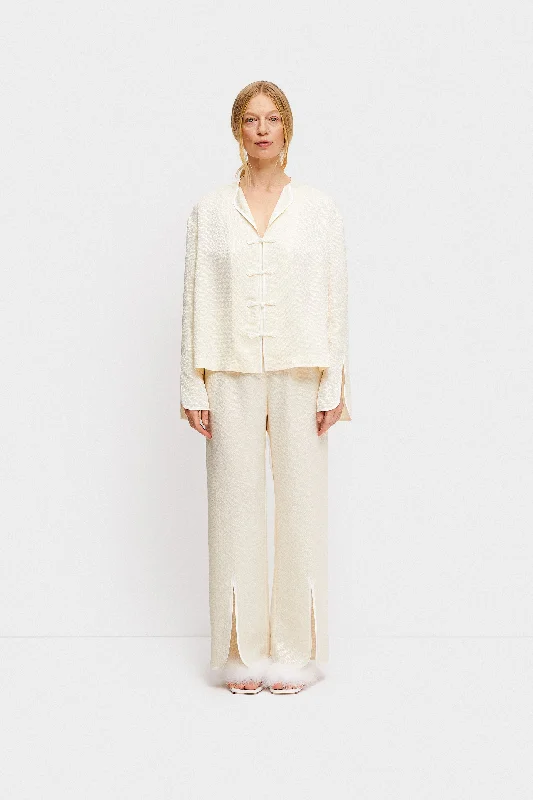 Louis Jacquard Pajamas Set with Pants in Cream